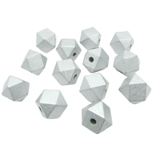 20PCS 15MM GREY COLOURED HEXAGON SHAPED WOODEN BEADS FOR JEWELLERY MAKING - Picture 1 of 2