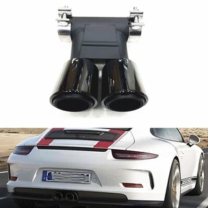 1x Puntas de silenciador de tubo de escape trasero para Porsche Cayman 2008-2015 C012 titanio negro - Imagen 1 de 8