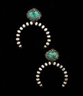 Sterling Silver Bead Naja Earrings With Kingman Turquoise Post By Ramon Coriz