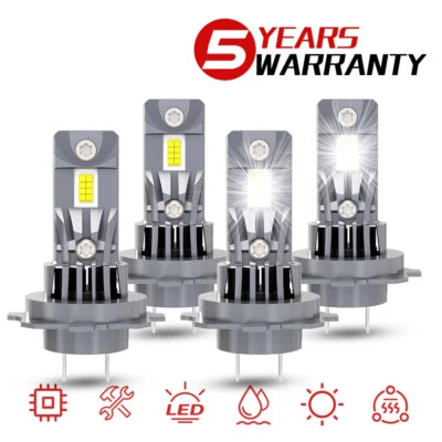 For Volvo S70 1998 1999 2000 4x H7 LED Car Light Bulbs High Low Beam Combo Kit - Изображение 1 из 4