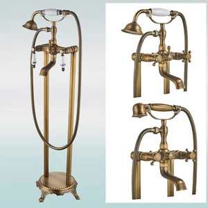 Badewanne Freistehende Standarmatur Wannenarmatur mit Handbrause Antik Duschset - Foto 1 di 72