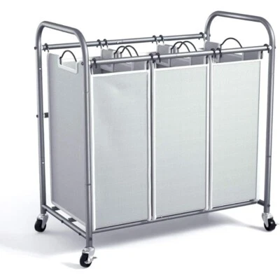 Laundry Sorter Hamper Basket 3 Section with Heavy Duty Rolling Lockable Wheels - Image 1 of 4