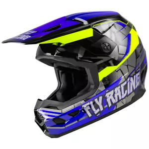 2025 FLY RACING YOUTH HELMET KINETIC SCORCHED BLUE GREY HI VIZ KIDS JUNIOR MX - Picture 1 of 4