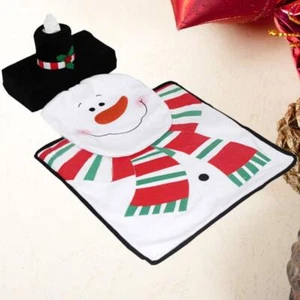 Badezimmermatten-Set mit Weihnachtsmotiv, U-förmiger Toilettenvorleger, - Bild 1 von 11