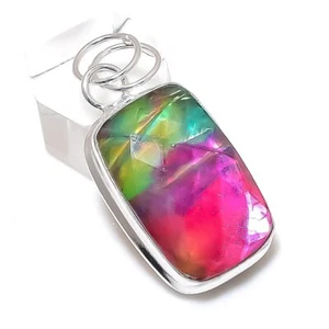 Ammolite Gemstone Handmade 925 Sterling Silver Jewelry Pendant 1.77" G312 - Picture 1 of 4