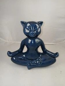 Ceramic Yoga Cat Statue - Picture 1 of 7