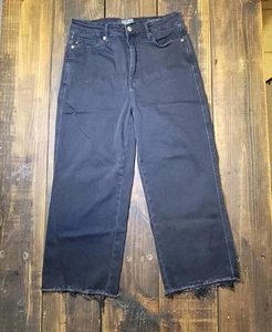 Judy Blue Wide Leg Crop Jeans Damen Gr. 13/31 schwarz Stretch Denim ausgefranster Saum - Bild 1 von 11