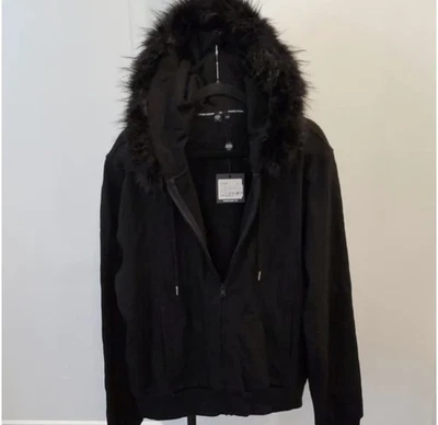 Церемония открытия черный толстовка с капюшоном с меховой отделкой - размер L - совершенно новый с ярлыками - Изображение 1 из 4