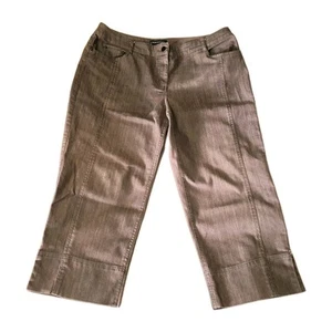 Gordon Smith Basic Petites Women's 16 Capri 3/4 Pants Earthen Grey Relaxed Fit - Picture 1 of 13