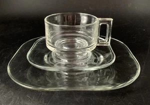Glas Tee & Kaffee Trio Gedeck; Arno Italy; Design Joe Colombo; 60er - Bild 1 von 9