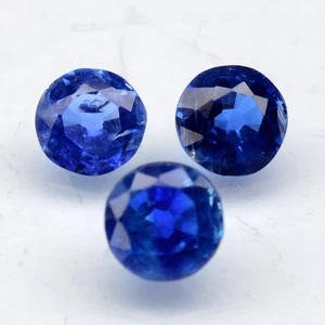 💎 2,07ct 3 Stück Lot runder natürlicher blauer Kyanit - unbehandelter Nepal Edelstein - Bild 1 von 4