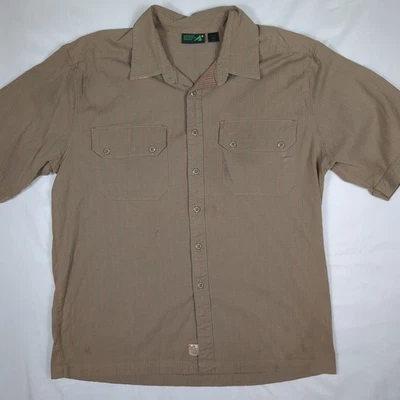 EMS EASTERN MOUNTAIN SPORTS Brown Striped Short Sleeve Btn SHIRT Men's 2XL - Image 1 of 4