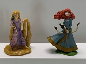 Disney Princesses Tangled Rapunzel & Merida w/Bow & Arrow Cake Toppers Figurines - Picture 1 of 8