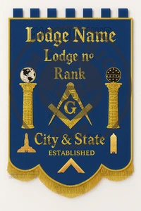 Custom Masonic Blue Lodge Banner – Master Mason Embroidered Regalia with Pillars - Picture 1 of 4
