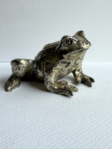VINTAGE BRASS SILVER PLATED FROG TOAD FIGURINE. - Picture 1 of 8