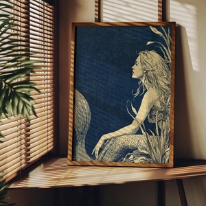 Vintage Mermaid Poster – Ocean Fantasy Wall Art for Beach House & Coastal Decor - Picture 1 of 6