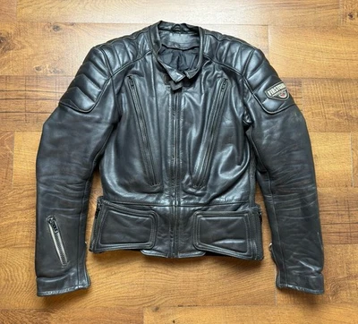 vintage HEIN GERICKE leather jacket 38 black RACING motorcycle CAFE RACER padded - Image 1 of 4