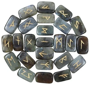 Labradorite Cubo Runa Set Pietre Cristallo Set Anziani Reiki Guarigione Gemma 25 Pezzi - Foto 1 di 3