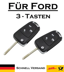 2x Klappschlüssel Gehäuse für Ford - Ersatz 3 Tasten PKW Funk Fernbedienung MS05 - Picture 1 of 5