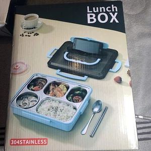 NUOVO Blue Bento Box Portavivande a Prova di Perdite Adulti Hot Lunch BoxCompatto - Foto 1 di 12