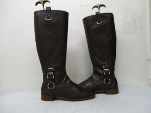 BANANA REPUBLIC Brown Leather Zip Knee High Riding Boots Womens Size 6.5 M - Picture 1 of 9