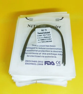 50 paquetes de cables para arco dental ortodoncia activados térmicamente NITI naturaleza rectangular Foto 1 de 4