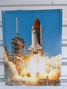 1991 Vintage Space Shuttle Atlantis Liftoff Poster 18x24" Nasa Space Impact - Picture 1 of 6