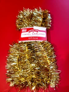 Christmas Holiday Time Tinsel Garland Gold 12ft Brand New Christmas Decoration - Picture 1 of 7