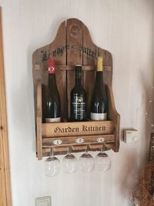 Wandbar rustikal Bar Wein Rum Aufdruck Altholz Holzmöbel Flaschenregal - Bild 1 von 9