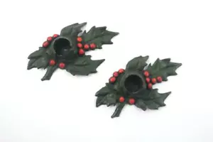 Candelabros antiguos Lula Verhoren Lavell LVL hierro fundido acebo de Navidad baya - Imagen 1 de 7