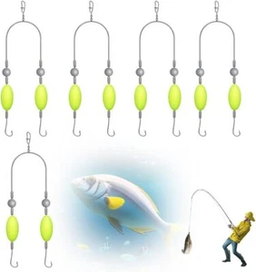 Ensemble d'hameçons de pêche double inversé, hameçons de pêche anti-enchevêtrement, leurre gabarit à manches dorées - Photo 1/12