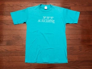 VINTAGE 1980's ST. AUGUSTINE T SHIRT MENS MEDIUM BLUE FLORIDA SANDPIPER BIRD M e - Picture 1 of 4