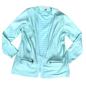 Christopher Banks set cardigan top maglia tasche a costine casual verde menta taglia XL - Foto 1 di 7