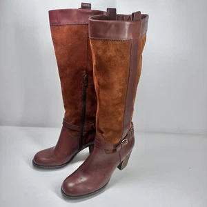 Naturalizer Boots Womens 8.5M Glassy Knee High Reddish Brown Leather 41441202 - Picture 1 of 15