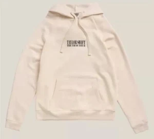 Authentic TAYLOR SWIFT 2023 The Eras Tour Beige Cream Hoodie Size MEDIUM New - Picture 1 of 6
