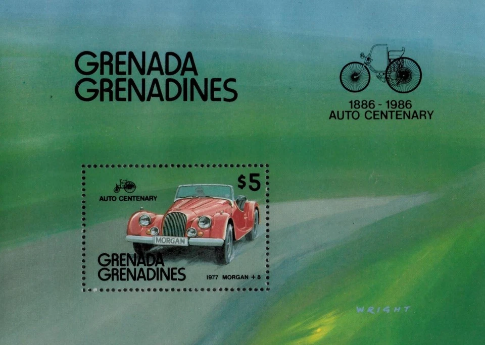 Granadinas 1986 - Coches - Hoja de estampillas de recuerdo - Scott #810 - MNH Foto 1 de 1