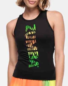 Zumba Funscape Fitted High Neck Tank Top - Black - XS  S  M  L  XL ~ Free Ship! - Picture 1 of 3