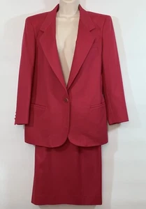 Vintage John Meyer Magenta Pink Wool Blazer Jacket (6 Petite) + Skirt (8) Suit - Picture 1 of 15