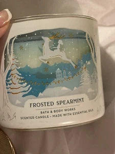 Bath & Body Works Frosted Spearmint 3 Wick Candle 14.5 oz Brand New - Picture 1 of 11
