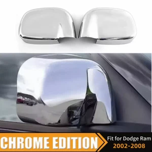 2PCS Chrome Rearview Both Sides View Mirror Cap Cover Trim For Ram 1500 2002-08 - Picture 1 of 7
