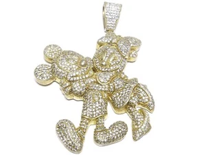 .925 Sterlingsilber Gelbgold getaucht Rundschliff weiß CZ Maus Anhänger 81,2 g - Bild 1 von 6