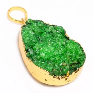 Grün Druzy Edelstein Ethnisch Handmade 925 Sterling Goldanhänger 1.8 " Rg _ 3147 - Bild 1 von 6