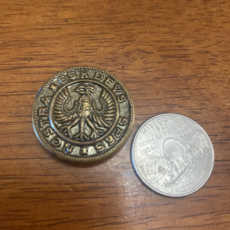 Hessian Soldier Button ESX DEVS SPES Nostra Teutonic Eagle Military Vintage - Image 1 of 4