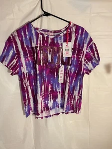 Justice shirt Girls XL 16-18 Fushia Pink tie dye short sleeve NEW - Picture 1 of 5