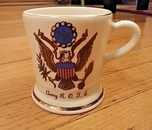 Vintage Army ROTC Reserve Officers Training Corps, Coffee Mug gold trim white, - Picture 1 of 1