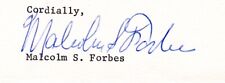 Lettre signée MALCOLM FORBES - Dîner de regrets - Origine Autographe-Forbes Mag. 50ème