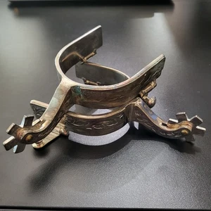Espuelas de vaquero del oeste de colección sin marca espuelas gruesas patrón grabado - Imagen 1 de 17