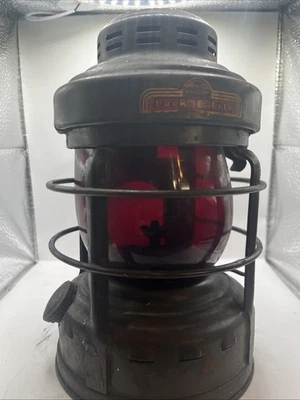 EMBURY Linterna de cristal rojo LENTE LUCK-E-LITE camión original VAGÓN Nº25 QUEROSENO Foto 1 de 4