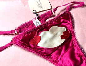 Agent Provocateur pink silk thong S M ruby red Lips G-String NEW ladies Trixie