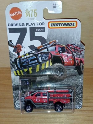 Matchbox Superfast - Mattel 75th / MB 938 - Ford F350 Superlift Fire Truck - Red - Image 1 of 4